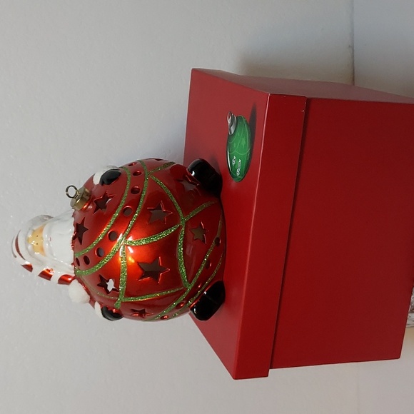 Christmas QVC Home Reflections Ceramic Santa Luminary Flameless LED Ornament - Picture 9 of 10